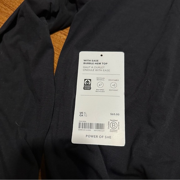 Athleta Black V-Neck With Ease Bubble Hem Top Long Sleeve Top | NEW XL - Picture 7 of 7